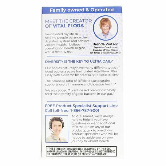 Vital Flora Ultra Daily Probiotic + Prebiotics Shelf Stable, VTP